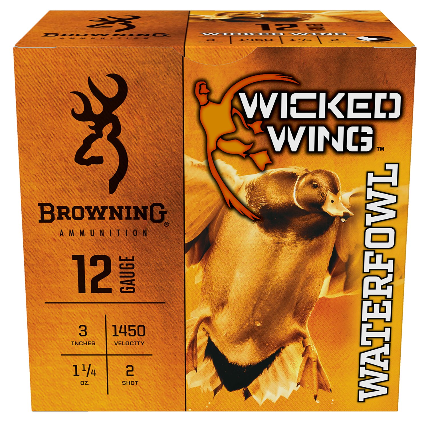 Browning Ammo B193421232 Wicked Wing 12Gauge 3" 1 1/4oz 2Shot 25 Per Box/10 Case - Browning