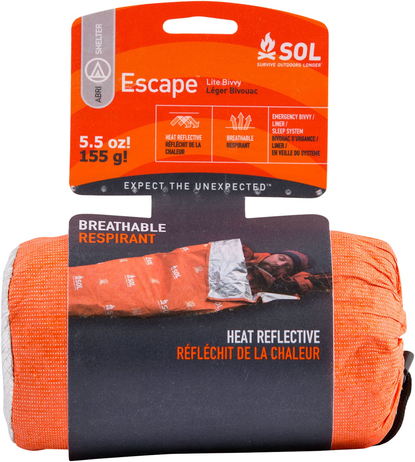 SOL 01401227 Escape Lite Bivvy, Waterproof, Orange, 82"x32", 5.5 oz - AMK