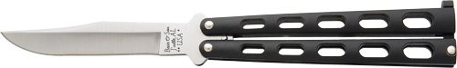 Bear & Son 114B Butterfly Knife 3.58" Black Stainless Clip Point