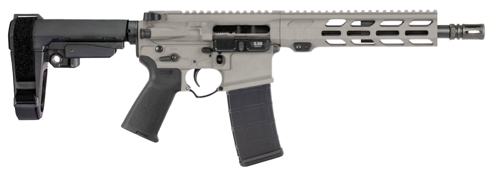 Alex Pro P130SG 5.56 Pistol 10.5" Gray M-Lok, Nitride Barrel, SBA3 Brace
