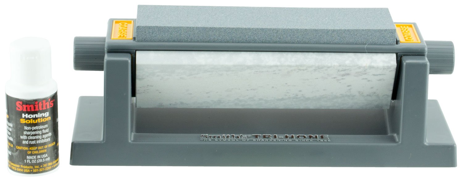 Smiths TRI6 3-Stone Sharpening System 6" Fine/Medium/Coarse Synthetic, Arkansas, Rubber Handle