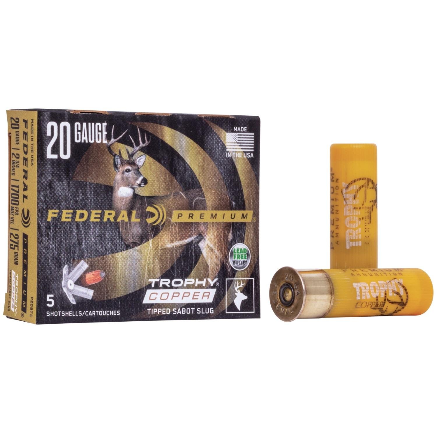 Federal P208 TC 20 Gauge 2.75 in 275 Grain Sabot Slug 1700 fps 5/box - Federal Premium Ammunition - 20 GAUGE
