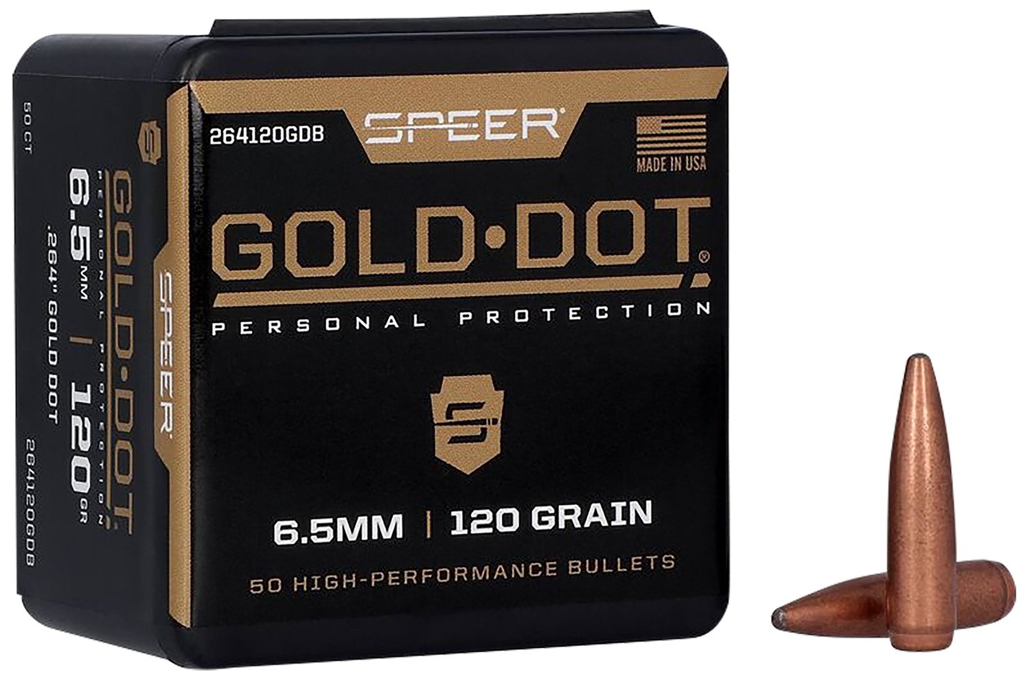 Speer 264120GDB Gold Dot 264Cal 120gr Bonded Soft Point 50/Box - Speer - .26