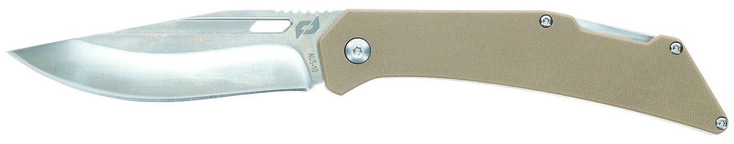 Schrade 1159301 Slingshot Delta Class, 4" Satin Recurve Clip Point AUS-10 Blade, 5" G10 Handle, Lock Back