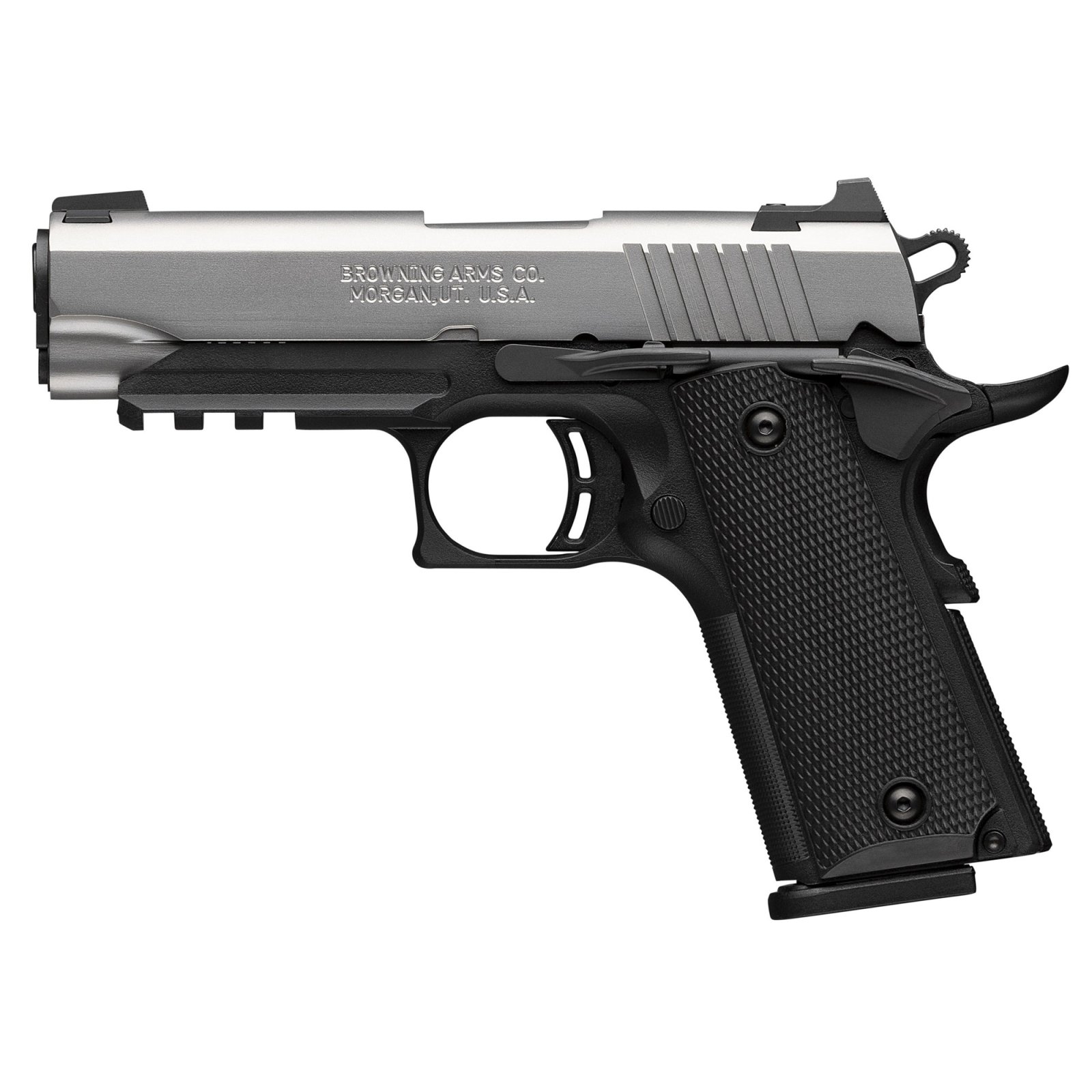 Browning 051121492 1911-380 Compact 380 ACP 3.63" Satin Stainless Slide - Browning - 380 ACP