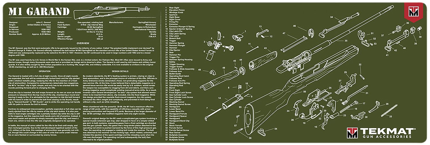 TekMat TEKR36M1GARAND-OD M1 Garand Cleaning Mat OD Green 12"x36" Rubber - TEKMAT - NOT APPLICABLE