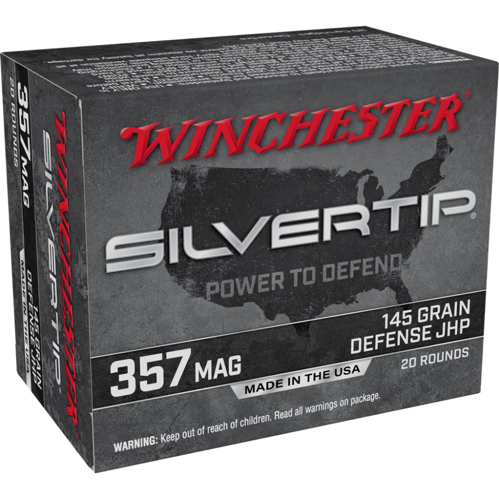 Winchester Ammo W357ST Silvertip Defense 357 Mag 145 gr Silvertip Jacket Hollow Point 20 Per Box/ 10 Cs