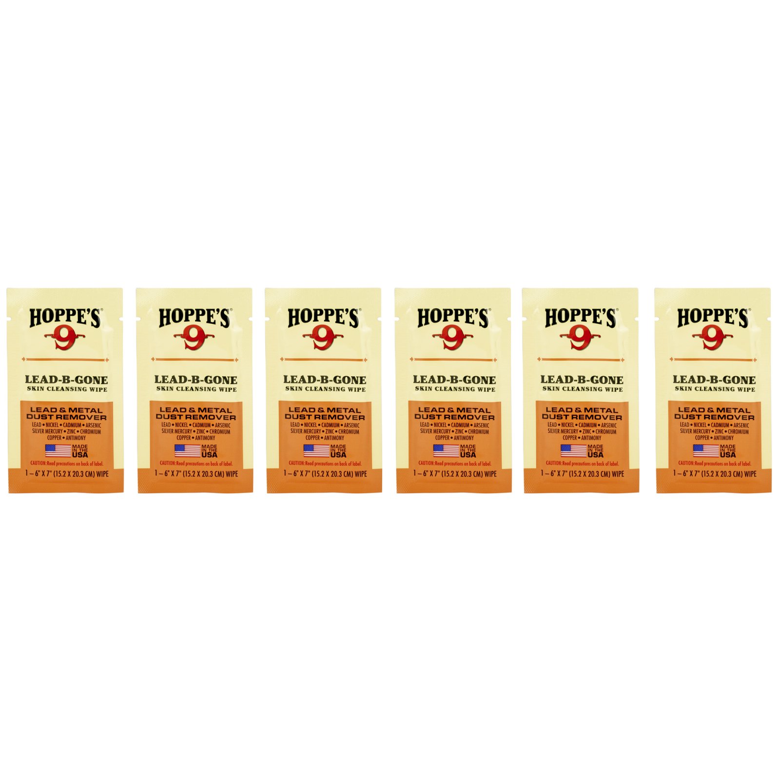 Hoppe's Lead-B-Gone Wipes 6-Pack, Removes 99.9% of Metal Contaminants