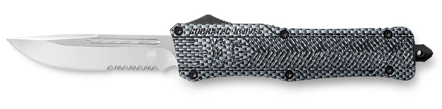 CobraTec LCFCTK1LDS CTK-1 Large 3.75" OTF D2 Steel Knife Carbon Fiber Handle - CobraTec Knives - DROP POINT