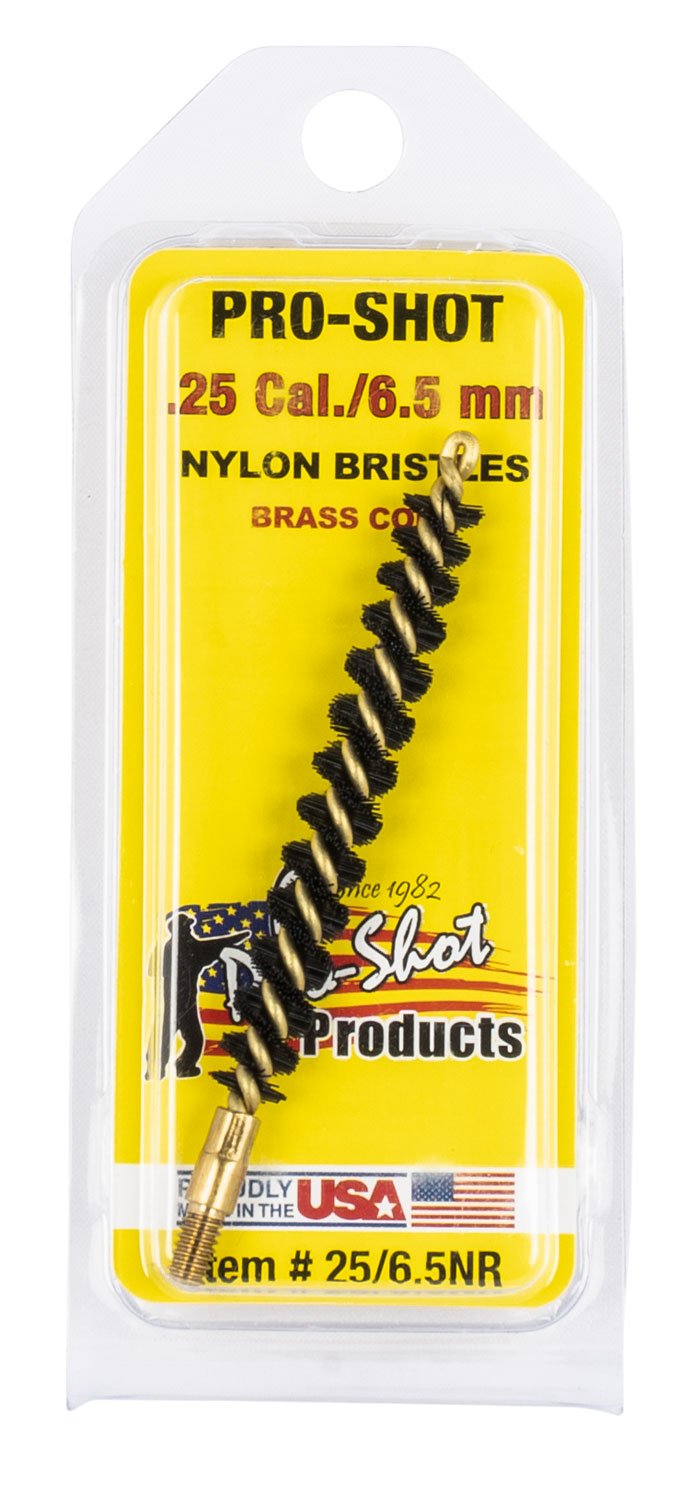 Pro-Shot Nylon Bore Brush .25 cal/6.5mm - Brass Core Rifle Cleaning Tool - Pro-Shot Products - .25