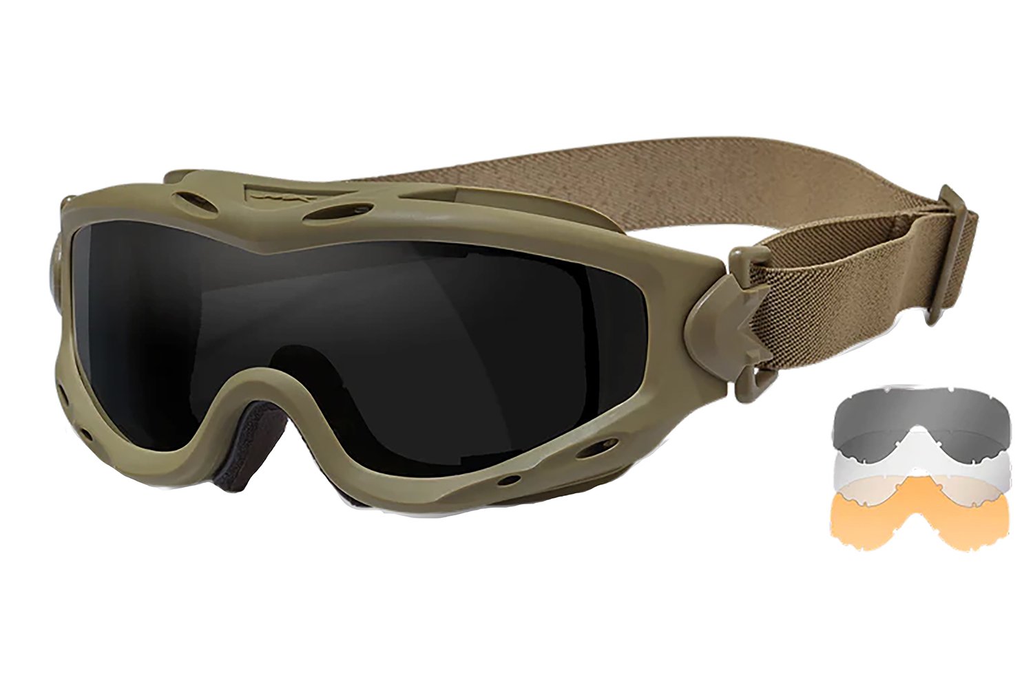Wiley X SP293T Spear Goggles Smoke Gray/Clear/Light Rust Lens Tan Frame - WILEYX - TAN
