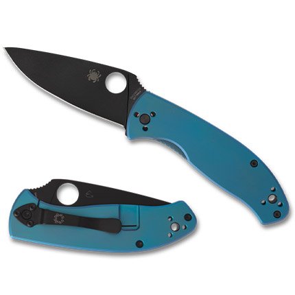 Spyderco C122TIBLBKP Tenacious Blue 8Cr13MoV Black Blade Knife - Spyderco