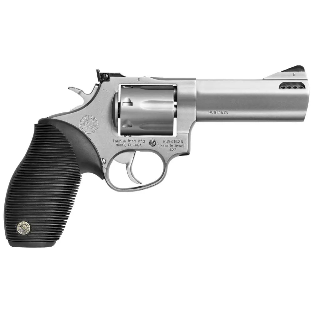 Taurus 2-627049 Tracker 627 Revolver, Stainless Steel, .357 MAG, 4-Inch Barrel, 7-Round Capacity, Ribber Grip, Compact Frame, DA/SA Action - Taurus International Manufacturing, Inc. - 357 Magnum | 38 Special