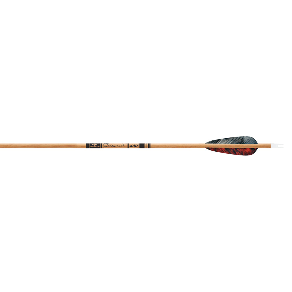 Gold Tip TRAD600F6 Traditional Arrows 600 4" Feathers 6 Pack