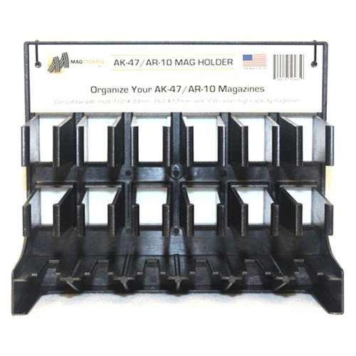 Mag Storage Solutions AK/AR10 Magazine Holder Black - Store & Organize 20-30 Round Magazines