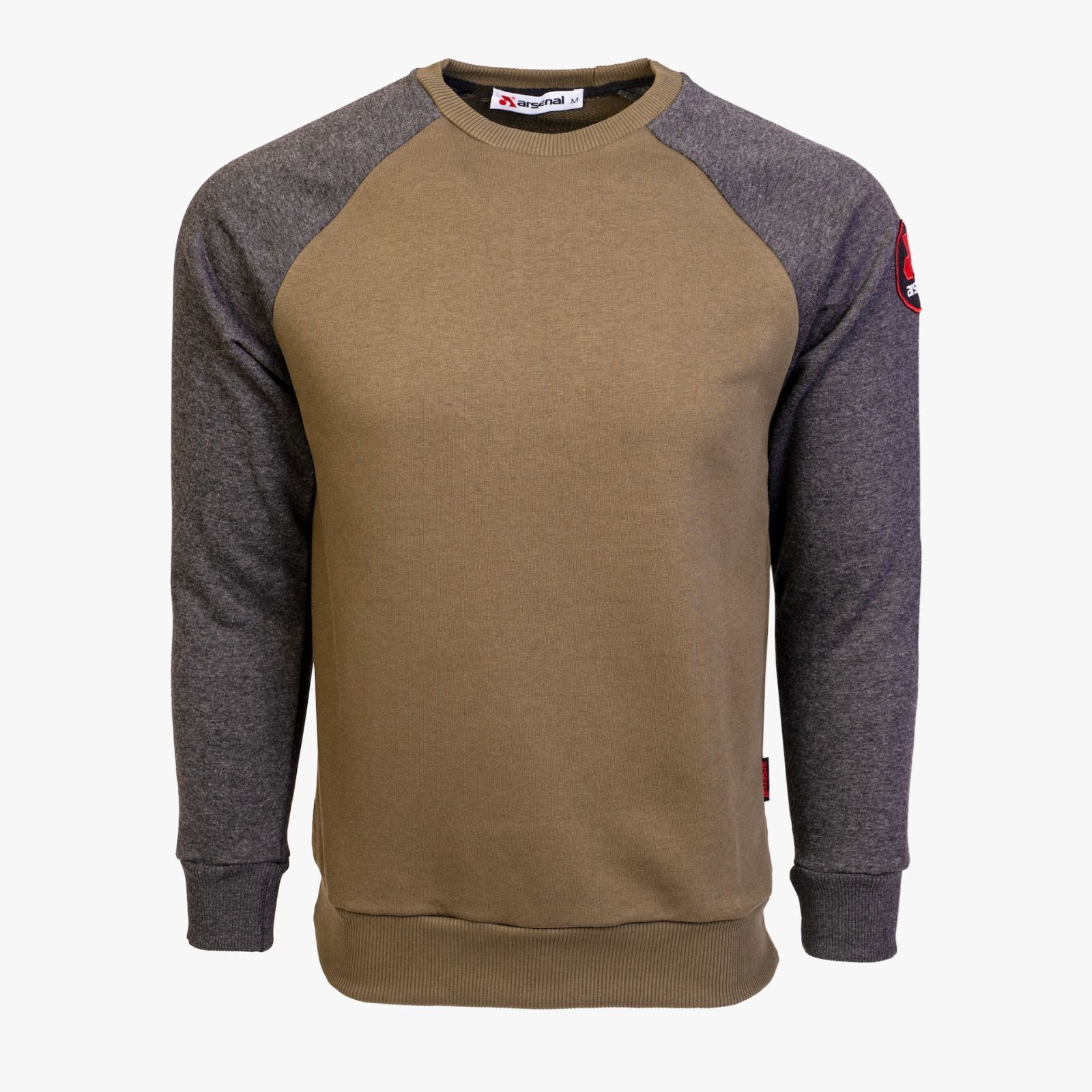 Arsenal XX-Large Grey / Khaki Cotton-Poly Standard Fit Icon Pullover Sweater - Arsenal