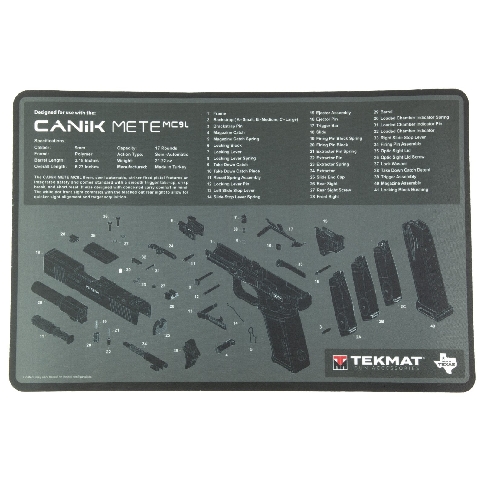TEKMAT TEK-R17-CANIK-MC9L 17X11 CANIK MC9L