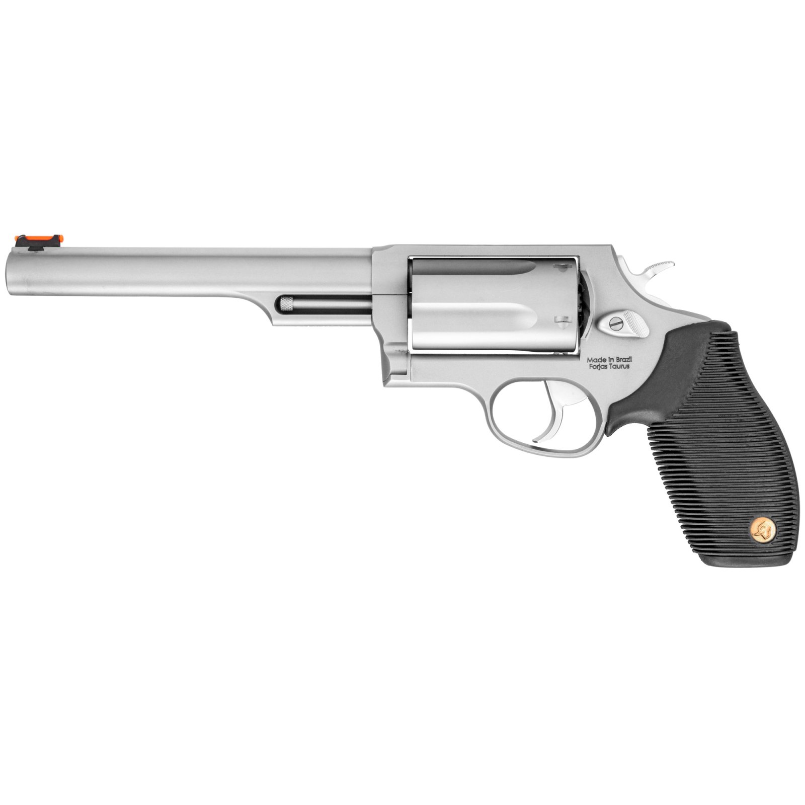 Buy Taurus 2441069T Judge Revolver: .45 Colt LC, 2.50" 410 Gauge, 6.5" Barrel, 5-Round, Matte Stainless Steel, Ribber Grip, Red Fiber Optic Sight online