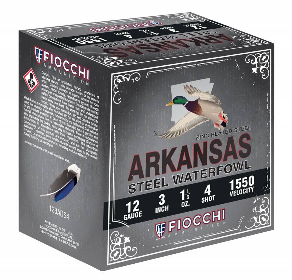 Fiocchi Arkansas Steel Waterfowl Shotshells 12ga 3 1-1/5oz 1550 fps #4 100/ct