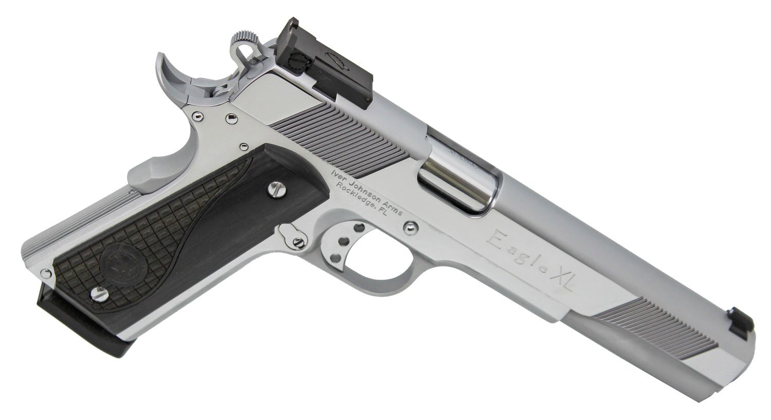 Iver Johnson EAGLE XLC-45 45 ACP 6" Chrome Adj Sights 8rd Walnut Grips