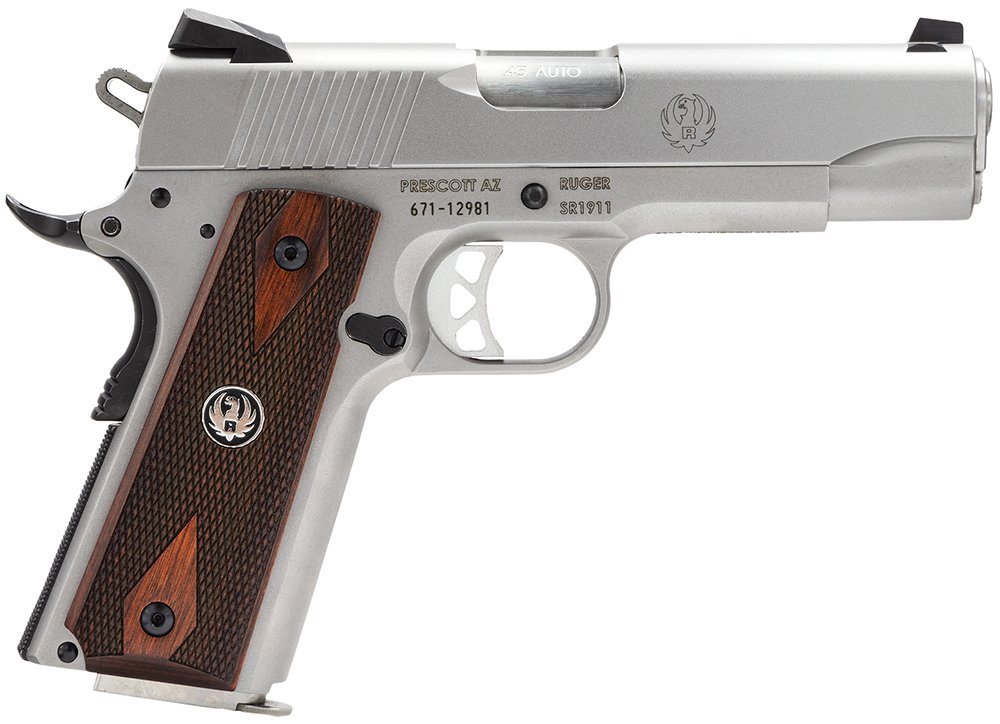 Ruger SR1911 Commander .45 ACP 4.25 in Stainless Steel 7rd SA - Ruger - 45 ACP