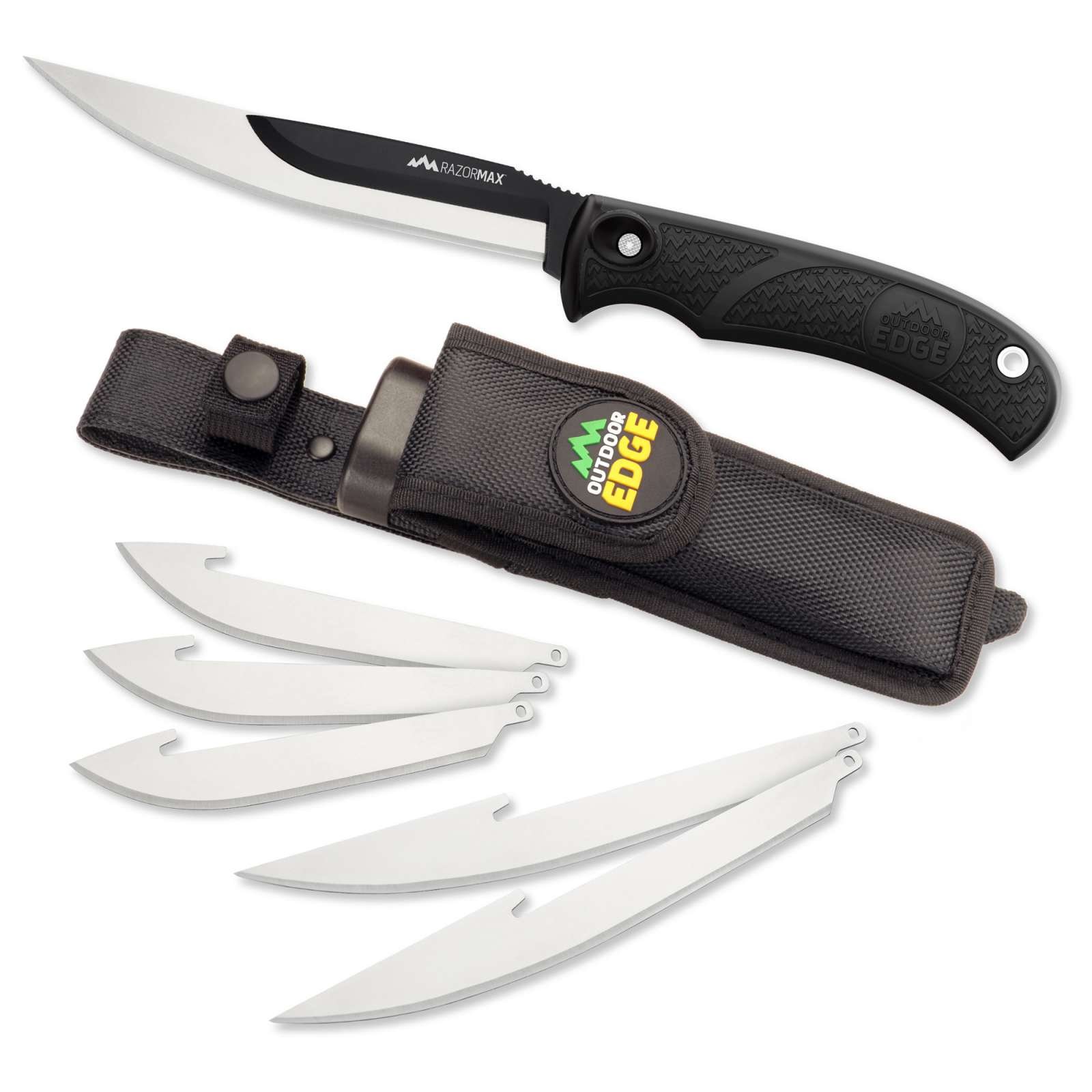 Outdoor Edge RMK-10C RazorMax Knife, 3.5" & 5" Blades, TPR Handle, Sheath