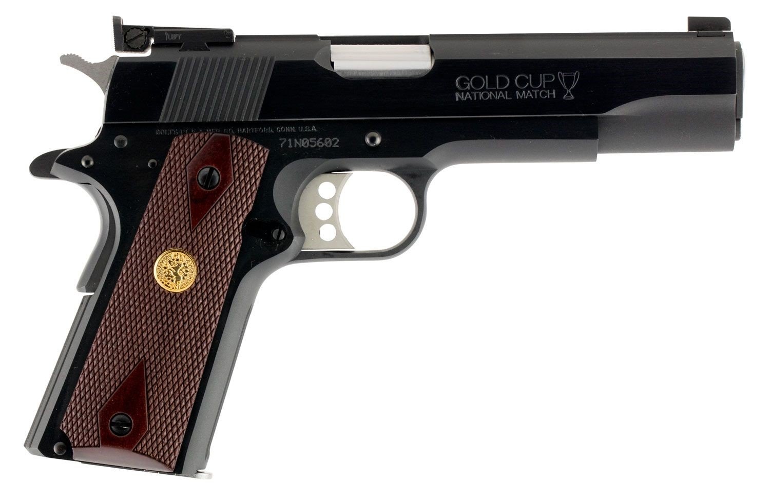Colt O5872A1 1911 Gold Cup 9mm 5" 9+1 Blued Carbon Steel Frame Walnut Grip National Match Barrel