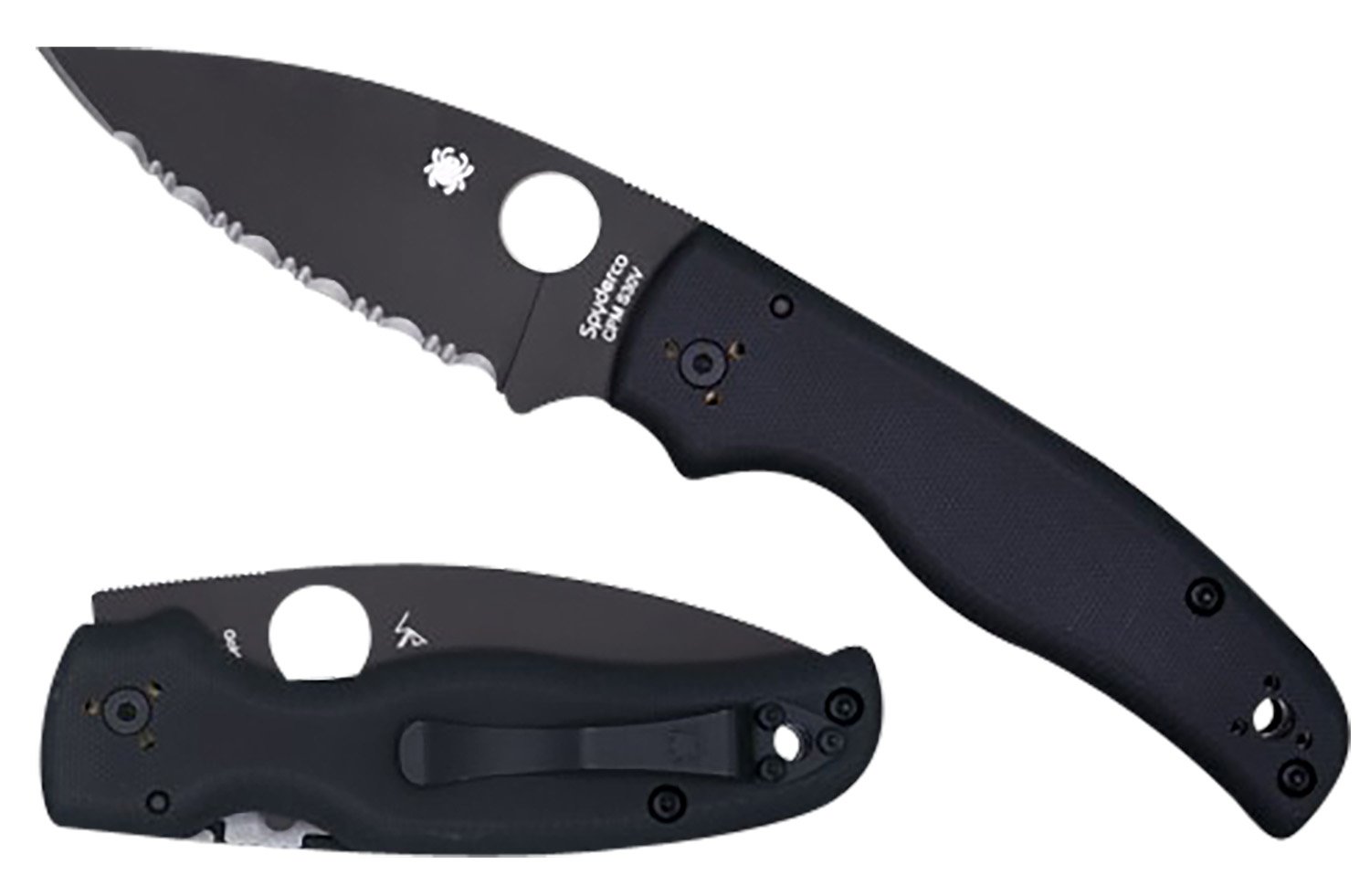 Spyderco C229GSBK Shaman 3.58" Serrated Black DLC CPM S30V G10 Handle