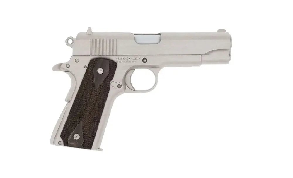 Tisas 1911A1 TC 45M Tank Commander Semi-Automatic Pistol, .45 ACP, 8-Round, 4.25" Barrel, Black Cerakote Frame & Slide, Partridge Sight