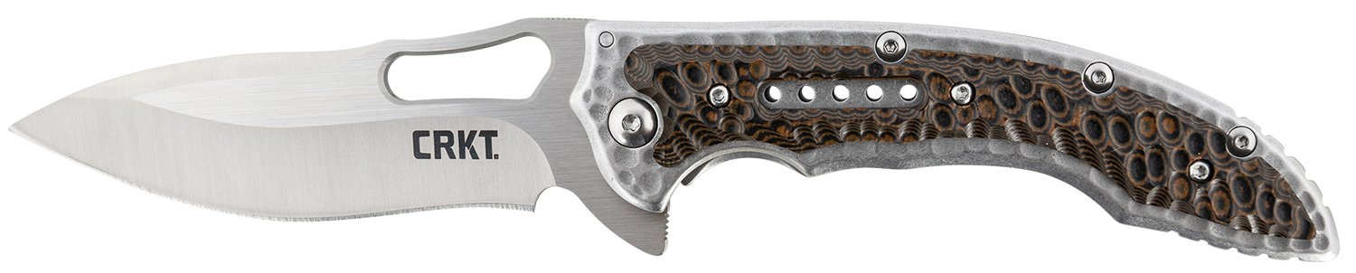 CRKT Fossil Folding Knife 3.96" Drop Point 8Cr13MoV SS Brown G10 6.10 oz - Columbia River Knife & Tool - DROP POINT