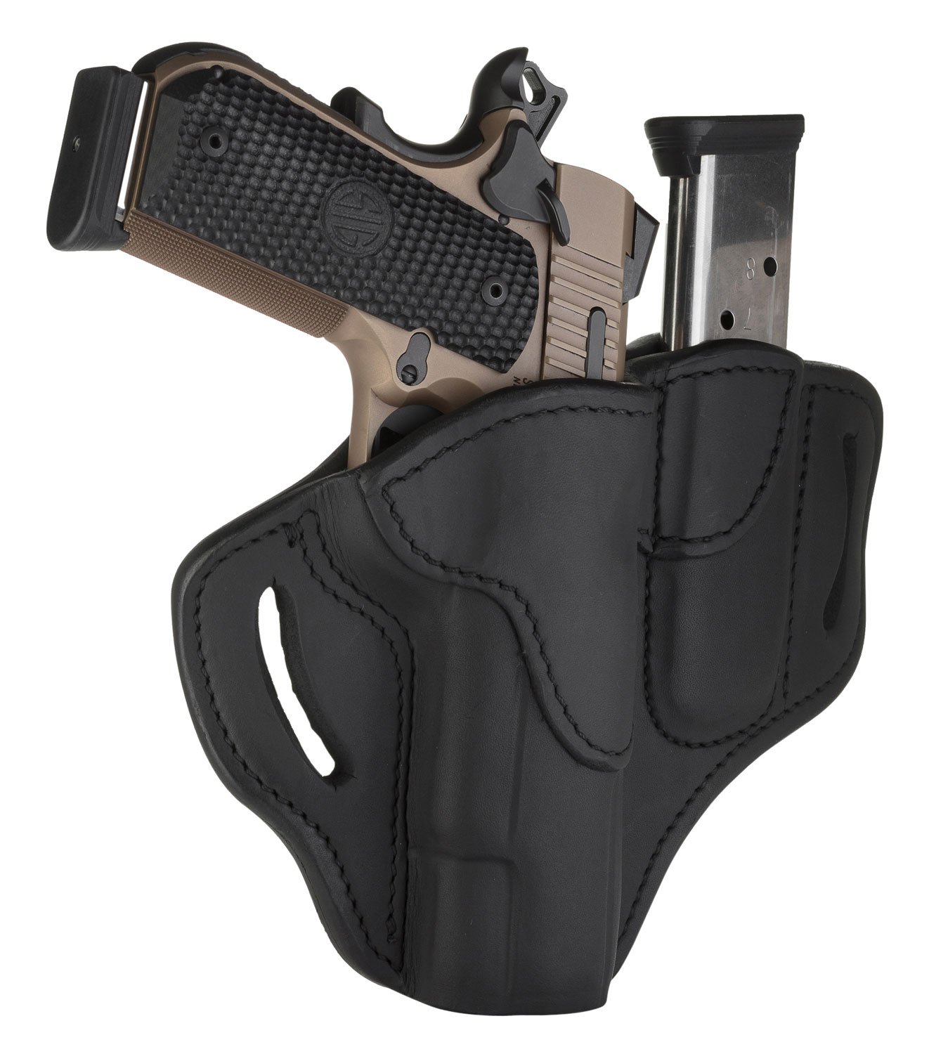 1791 Gunleather BH1M1SBLR Stealth Black Leather 1911 Belt Holster Combo - 1791 Gunleather - STEALTH BLACK