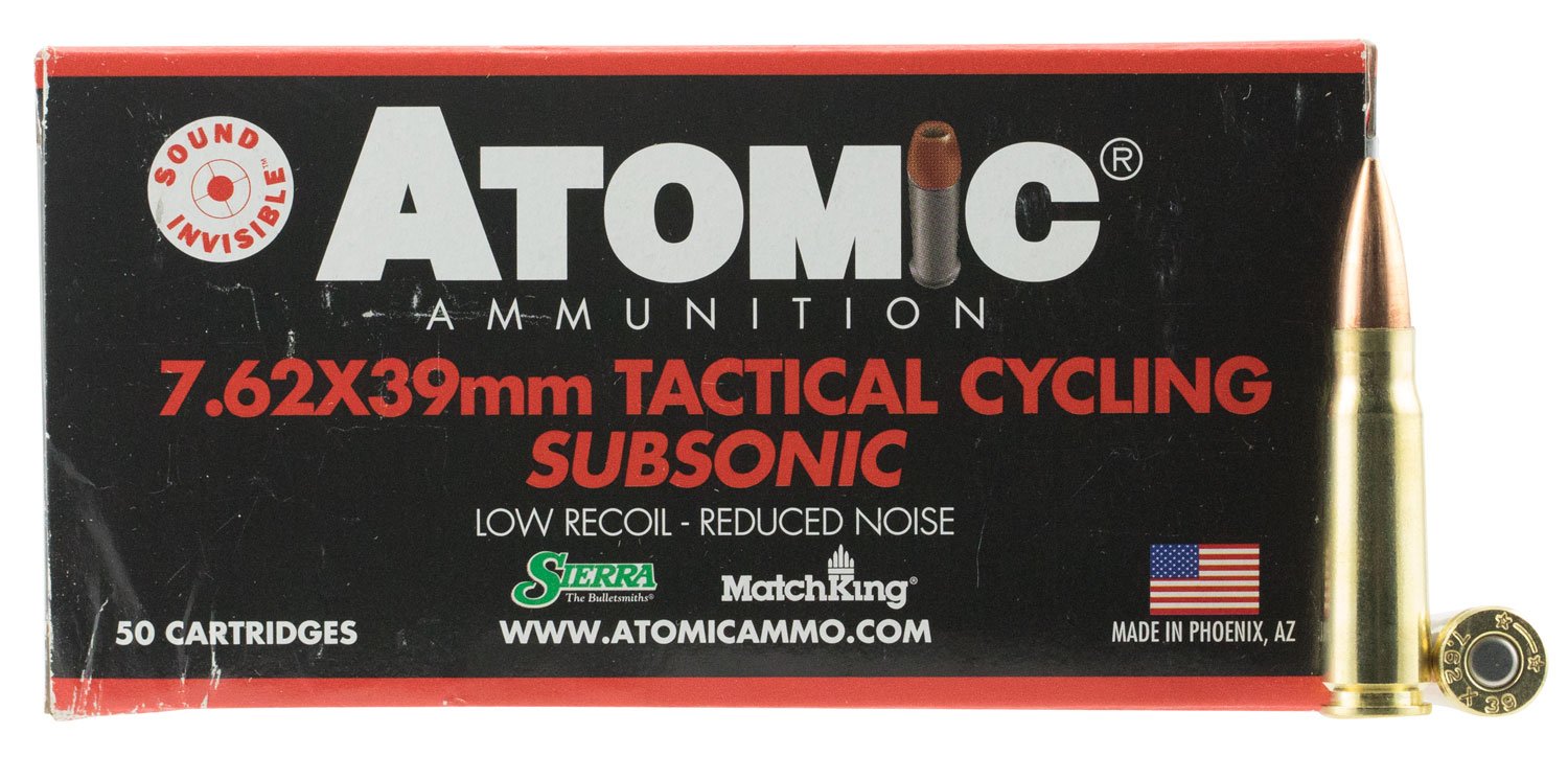 Atomic Ammunition 00474 7.62x39mm 220gr HPBT Subsonic Rifle Ammo 50/Box
