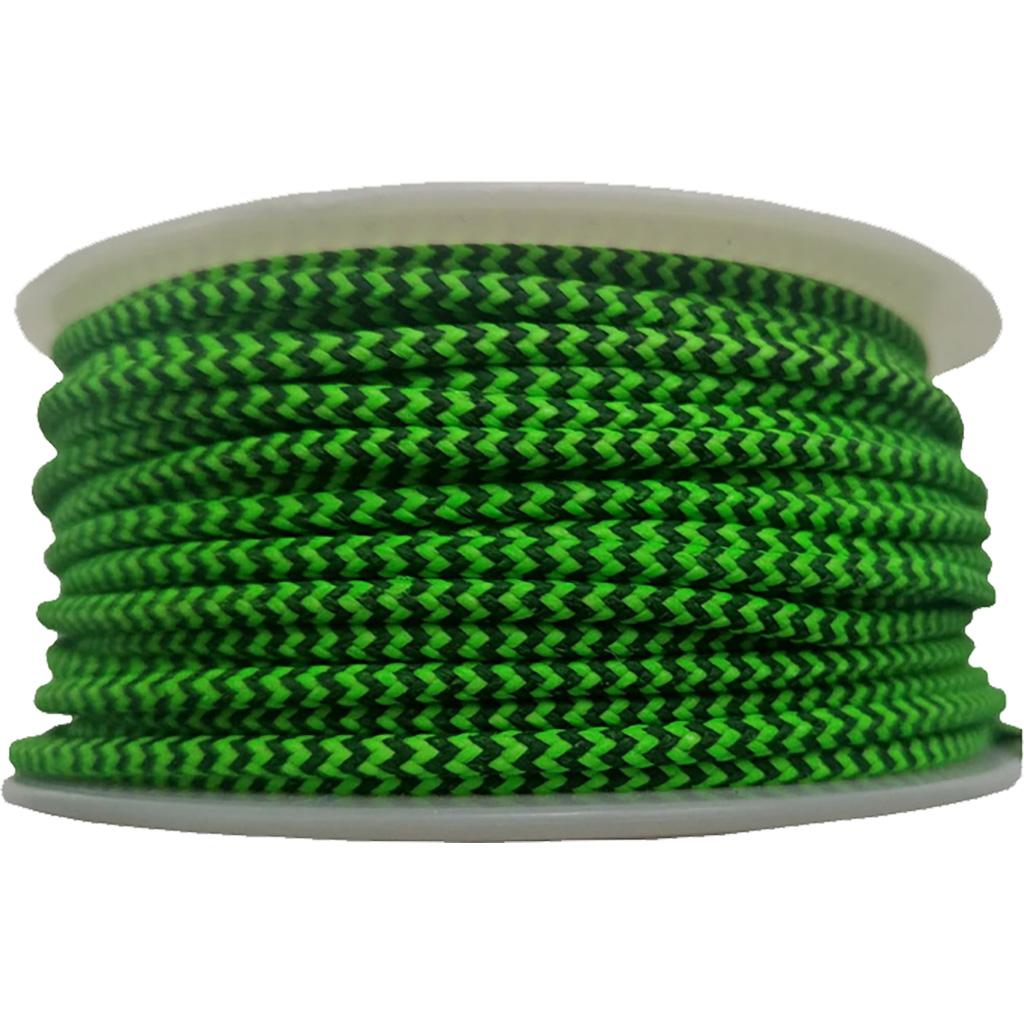 Stiff Braided Polyester D-Loop Material - Green/Black 1m