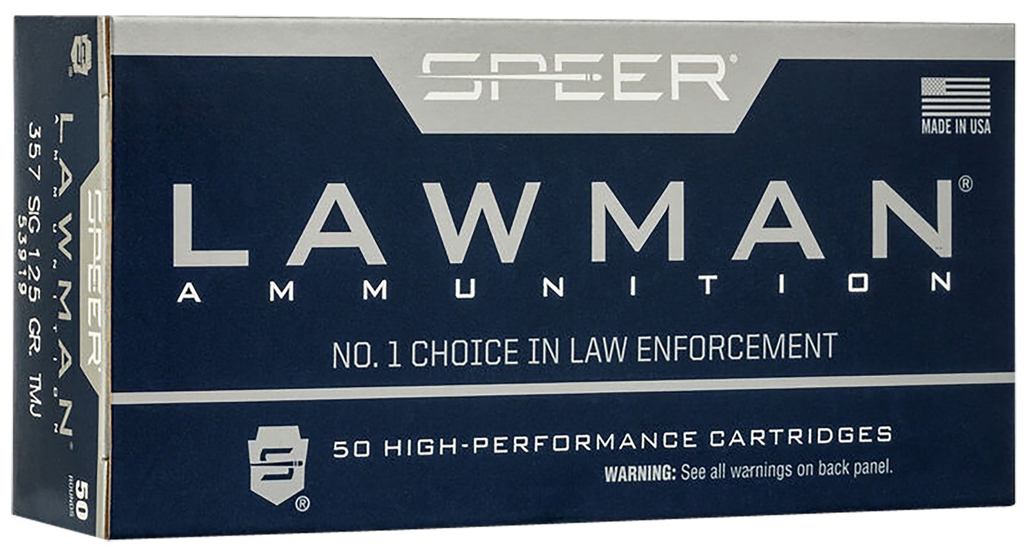 Speer 53919 Lawman .357 Sig 125gr TMJ Flat Nose 50 Rounds Box - Speer - TOTAL METAL JACKET FLAT NOSE