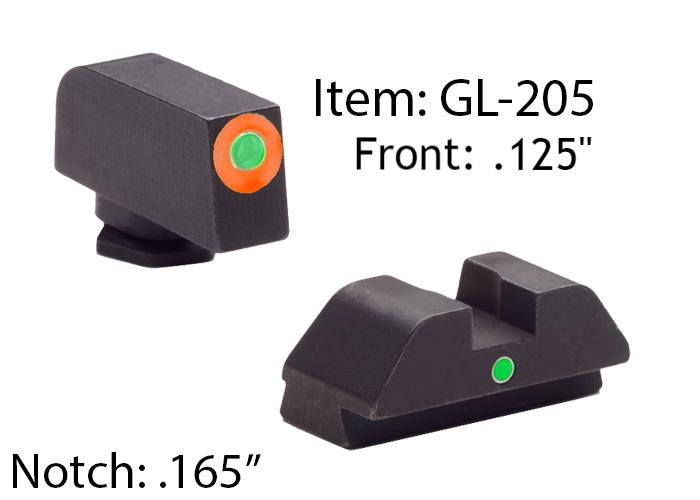 AmeriGlo GL205 i-Dot Night Sight Set Glock 42/43/43X/48 Tritium Green - AMER - STEEL