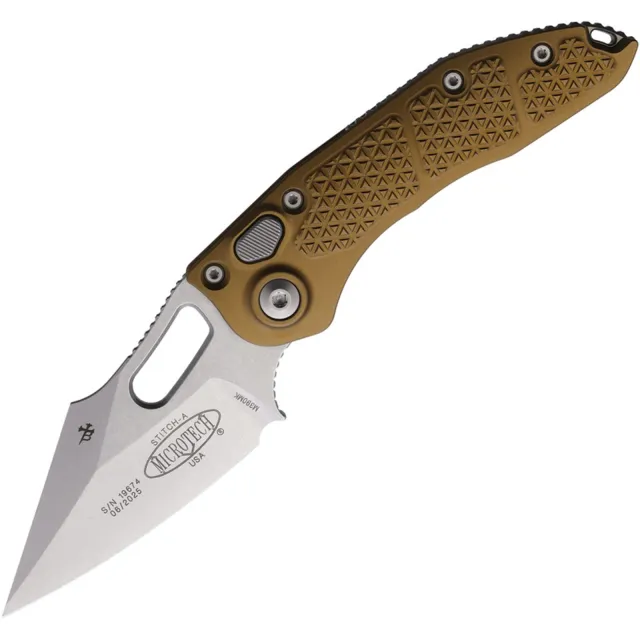 Microtech Stitch 169-10TA Auto 3.75 In SE Stonewash Tan Alu Handle