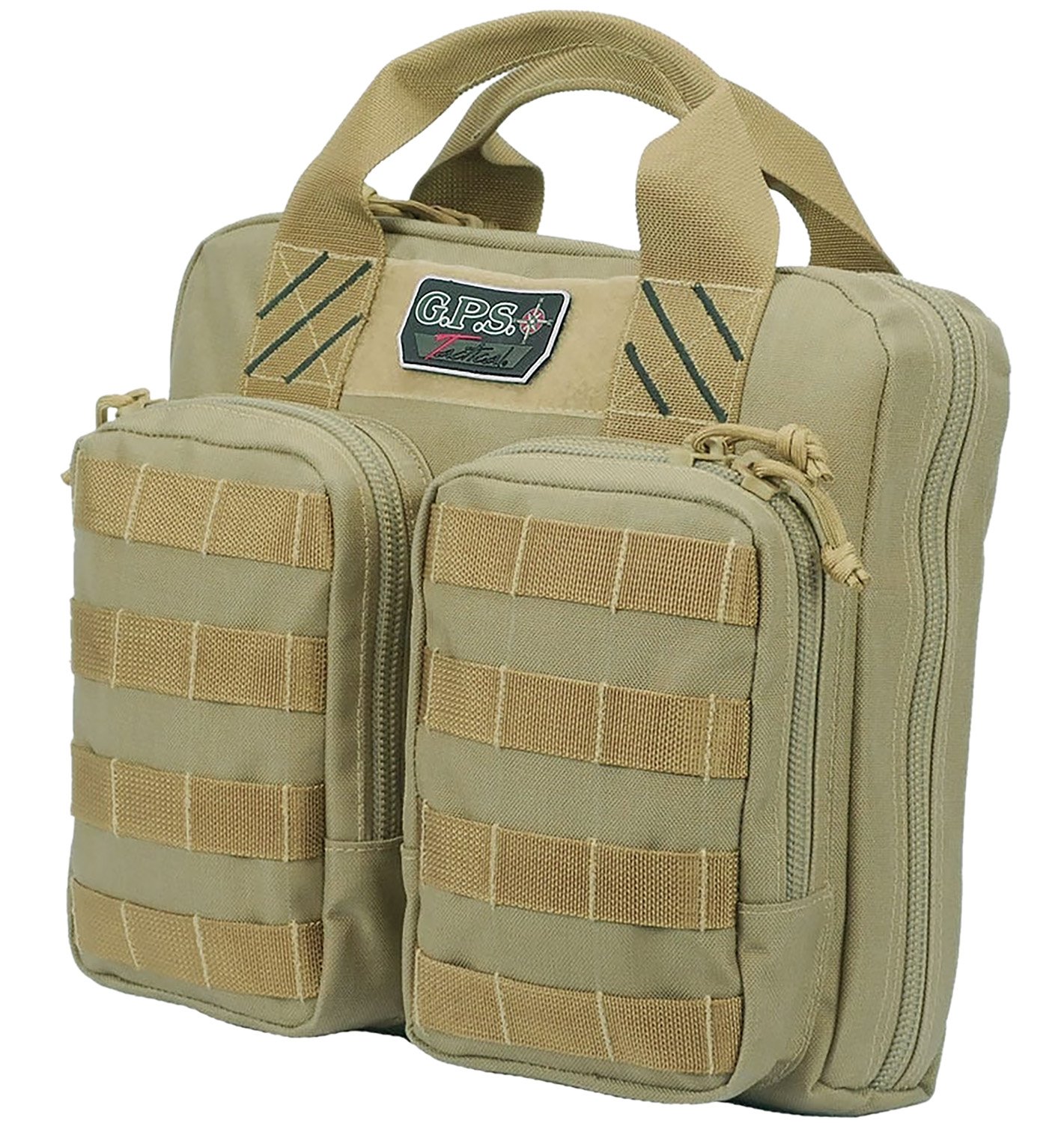 G Outdoors GPS T1411PCT Tactical Double +2 Pistol Case Tan 1000D Nylon - GPS - TAN