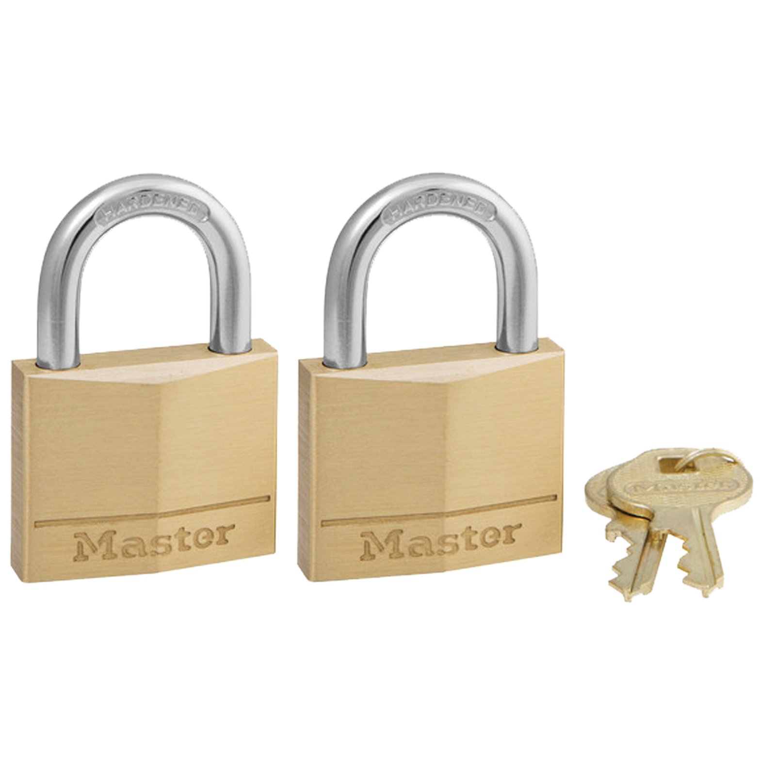 MasterLock 140T Brass Padlock 2-Pack, Keyed Alike, 1-9/16" Body
