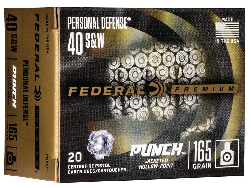 Federal PD40P1 40 S&W 165 Grain Jacketed Hollow Point 4 in 20 Rounds - Federal Premium Ammunition - JACKETED HOLLOW POINT