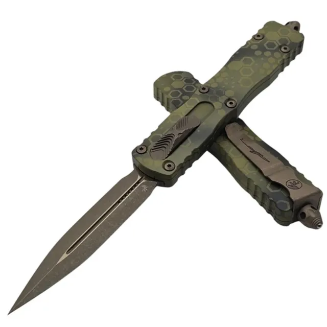 Microtech Dirac Delta 3.79 In D/E Bazooka Green Camo Bronzed Apocalyptic