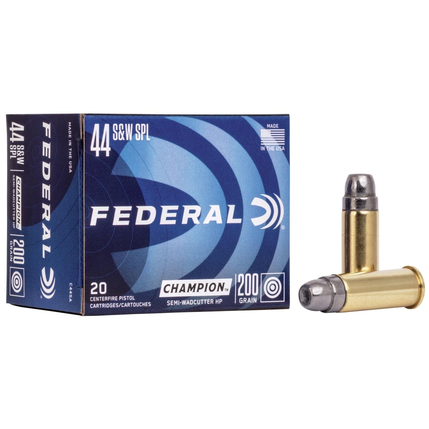Federal C44SA Champion 44 Special 200 Grain Semi Wadcutter 20 Rounds - Federal Premium Ammunition - SEMI WADCUTTER HOLLOW POINT