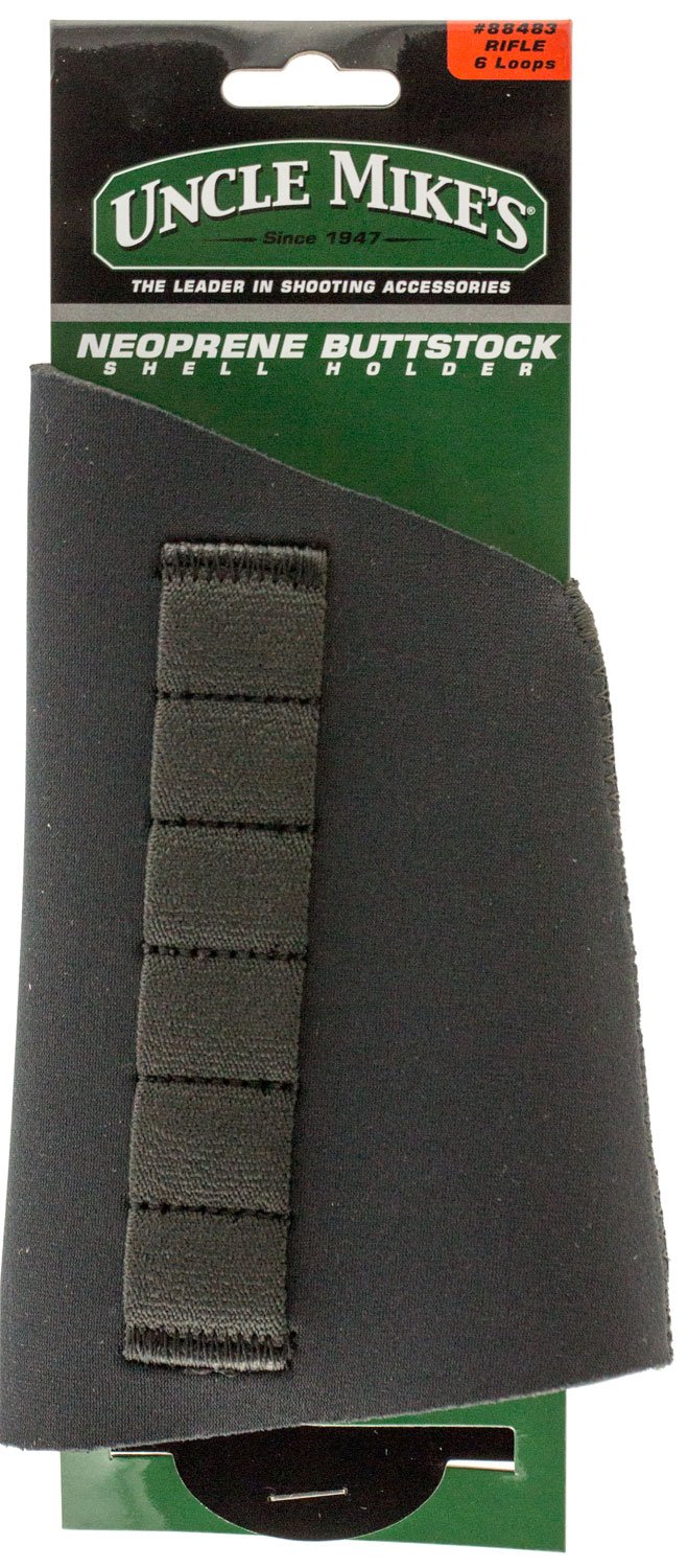 Uncle Mike's Neoprene Buttstock Shell Holder for Rifle - Holds 6 Rounds - Uncle Mike's - BLACK