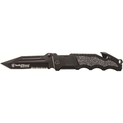 Smith & Wesson Border Guard Folder 4.5" Black Combo Blade Aluminum