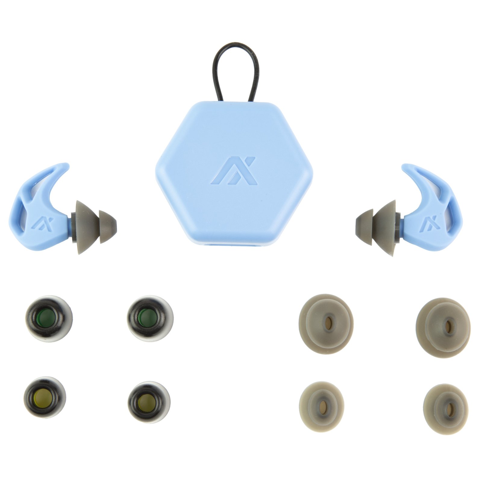 AXIL X20-BLUE Earplugs, Slate Blue, 3 Silicon Tips, 2 Foam Tips, Case Included - AXIL
