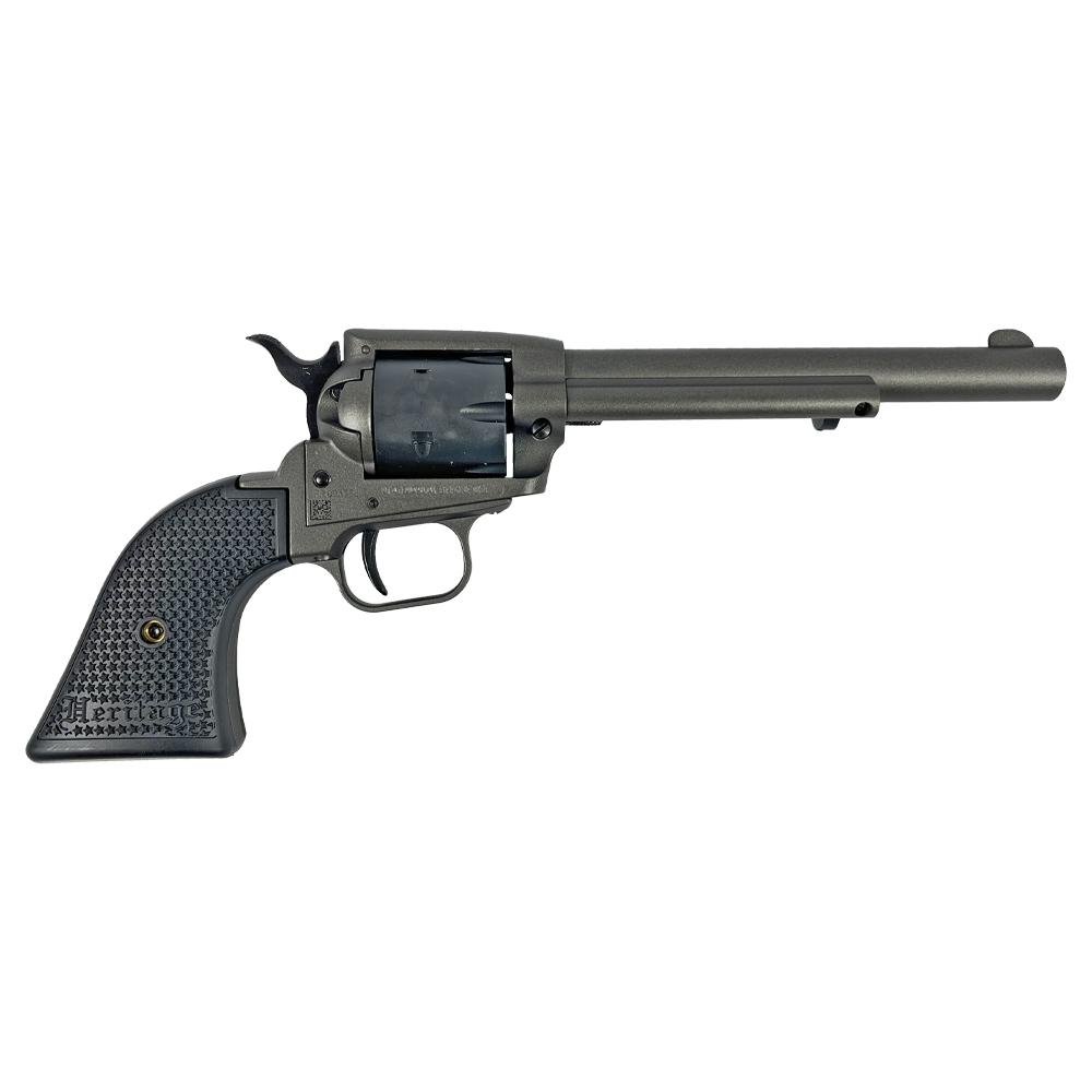Heritage Rough Rider .22 LR Revolver: 6.5" Barrel, Tungsten Gray Frame, Black Satin Cylinder, 6-Round Capacity, Polymer Star Grips - Heritage - 22 LR