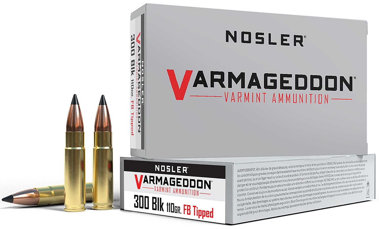 Nosler 40127 300 AAC Blackout 110 Grain Brass 20 Rounds Varmageddon - Nosler - FLAT BASE TIPPED