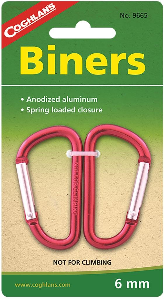 Coghlans 6mm Mini Carabiners Anodized Aluminum Spring Closure 2-Pack