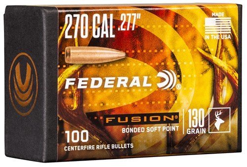 Federal FB277F2 Fusion .277 130gr Soft Point Bullets 100/Box - Federal Premium Ammunition - 270 Caliber