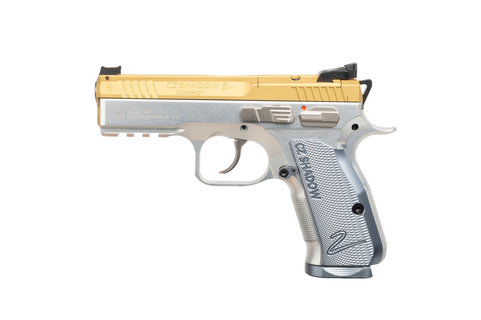 CZ Shadow 2 Compact Pistol 9mm 4 in. Gold w/Silver Grips 15 rd.