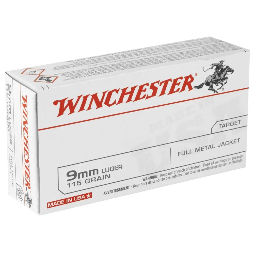 Winchester Ammo Q4172 USA Target 9mm Luger 115 gr Full Metal Jacket (FMJ) 50 Per Box/ 10 Cs